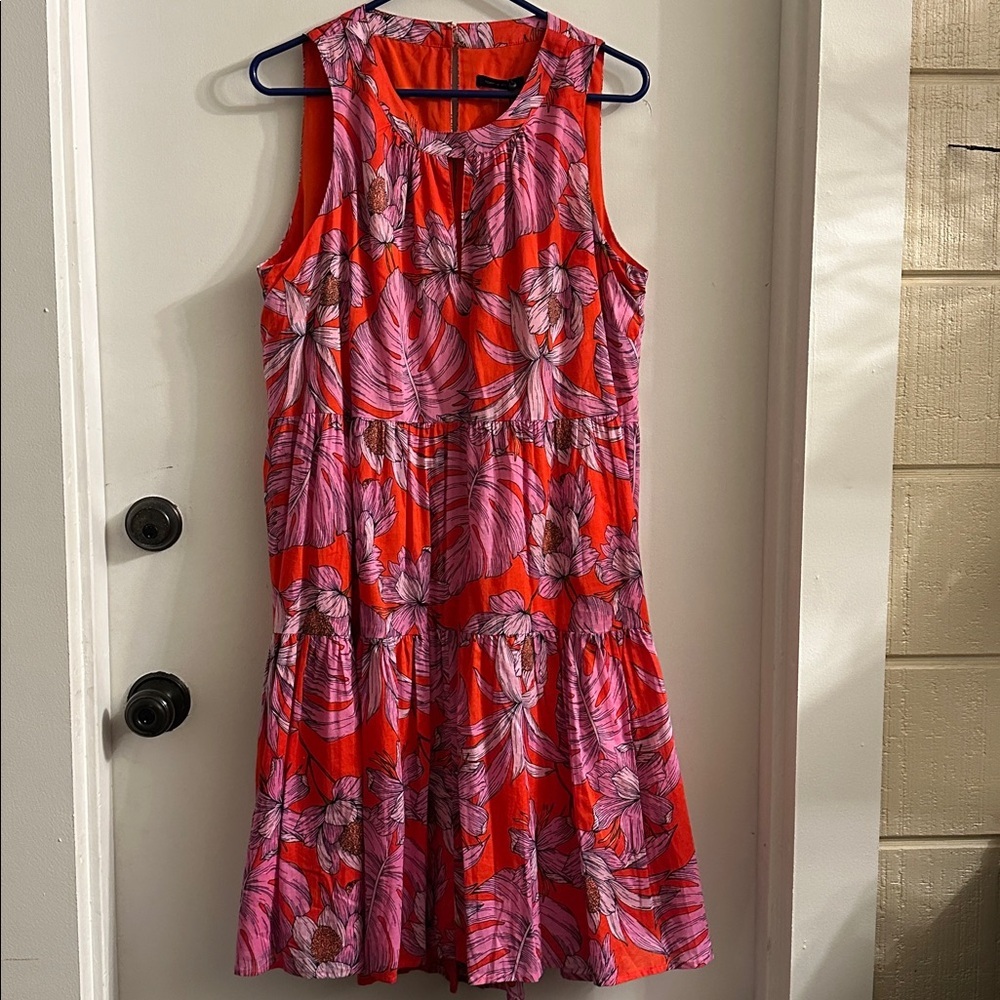 Tommy Hilfiger Gustavia Printed Tiered Sleeveless Dress red pink 12 NEW - Picture 2 of 7